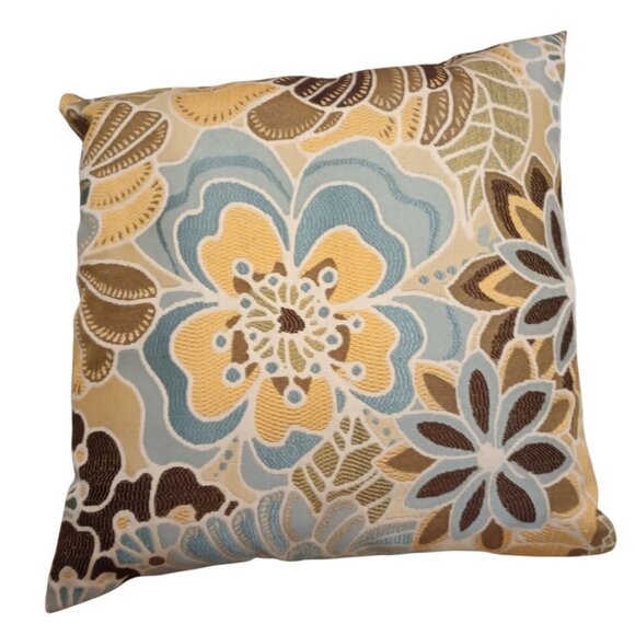 Floral Cottagecore Throw Pillow Embroidered Pattern & Satin Backing - Picture 8 of 8